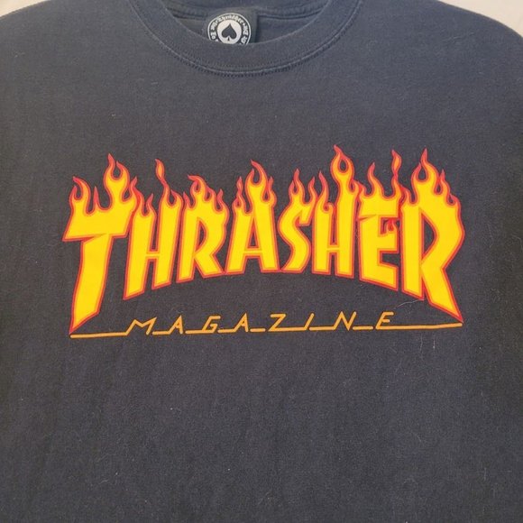 Thrasher Magazine Black T-Shirt Flame Logo San Francisco Skateboard Tee Size S - Picture 3 of 10